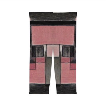 Women’S Capri Leggings PINK SQUARES by Queennoble