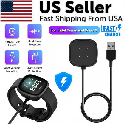 Wireless Charger for Fitbit Sense Versa 3 4 Watch USB Fast Charging Dock Cable